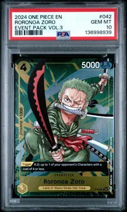 2024 ONE PIECE P-042 CHAMPIONSHIP EVENT PACK VOL 3 PROMO RORONOA ZORO PSA 10 - Image 1