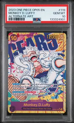 2023 ONE PIECE OP05 119 MONKEY D LUFFY GEAR 5 NIKA SEC ALT ART ENGLISH PSA 10 - Image 1