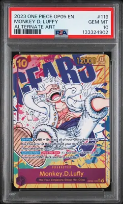 2023 ONE PIECE OP05 119 MONKEY D LUFFY GEAR 5 NIKA SEC ALT ART ENGLISH PSA 10 - Image 1