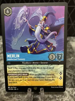Disney Lorcana TCG Merlin Intellectual Visionary Cold Foil 159/204 Legendary NM - Image 1