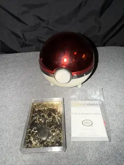 1999 Pokemon Charizard Gold Bar Card And Ball Burger King 23K Plated W/ COA - Image 1