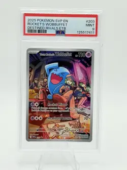 2025 POKEMON SVP EN-SV BLACK STAR PROMO #203 TEAM ROCKET'S WOBBUFFET PSA 9 - Image 1