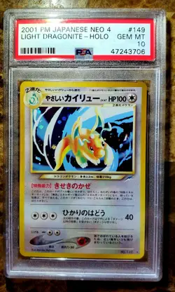 2001 Pokemon Japanese 1st Edition Neo Light Dragonite Holo PSA 10 - Image 1