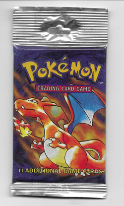 1999 Pokemon Base Set Unlimited Long Crimp Charizard Booster Pack LITE, SEALED - Image 1
