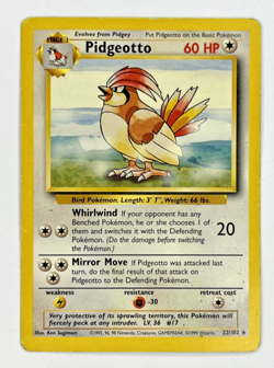 Pokemon TCG Pidgeotto Base Set 22/102 Rare MP/HP Vintage WOTC - Image 1