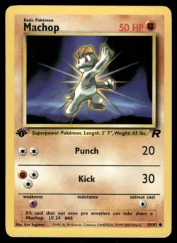 Pokemon Cards Machop 59/82 1ST EDITION Team Rocket Common LP - Image 1