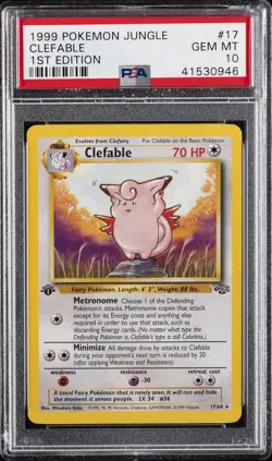 1999 POKEMON JUNGLE 1ST EDITION #17 CLEFABLE PSA 10 - Image 1