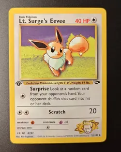 Pokemon Lt. Surge's Eevee Non-Holo 1st Ed. 51/132 Gym Challenge - Near Mint - Image 2