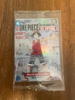 One Piece Monkey D. Luffy US Voyage College Basketball Promo Card Gonzaga SEALED - Image 1