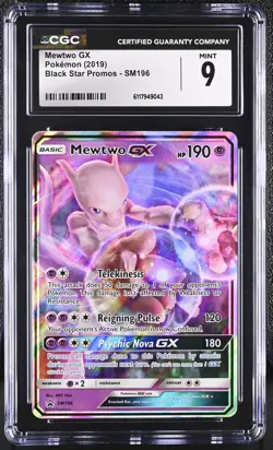 CGC 9 MINT Mewtwo GX 2019 Black Star Promos SM196 Pokemon Card - Image 1