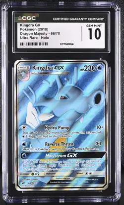 CGC 10 Kingdra GX 2018 Dragon Majesty 66/70 Ultra Rare Holo Pokemon Card - Image 1