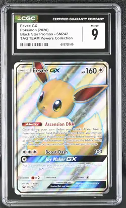 CGC 9 MINT Eevee GX 2020 Black Star Promos SM242 Pokemon Card - Image 1