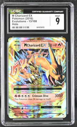 CGC 9 MINT M Charizard EX 2016 Evolutions 13/108 Holo Pokemon Card - Image 1