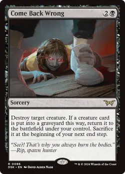 COME BACK WRONG mtg NM-M Duskmourn: House of Horror 1 Rare - Image 1