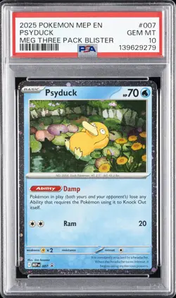 2025 POKEMON MEP EN-ME BLACK STAR PROMO #007 PSYDUCK PSA 10 - Image 1