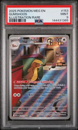 2025 POKEMON MEG EN-MEGA EVOLUTION ILLUSTRATION RARE #153 GUMSHOOS PSA 9 - Image 1