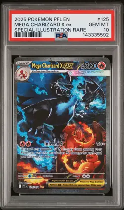 2025 POKEMON PFL EN-PHANTASMAL FLAMES #125 MEGA CHARIZARD X EX PSA 10 - Image 1