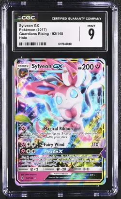 CGC 9 MINT Sylveon GX 2017 Guardians Rising 92/145 Holo Pokemon Card - Image 1