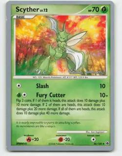 2008 Pokemon, Majestic Dawn, #46/100 Scyther, UC, 2008 World Championships TR - Image 1