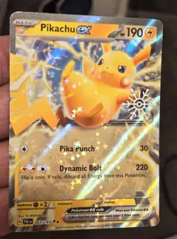 Pokemon TCG Pikachu Ex 063/193 Paldea Evolved Snowflake Stamped Promo - Image 1
