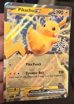 Pokemon TCG Pikachu Ex 063/193 Paldea Evolved Snowflake Stamped Promo - Image 2