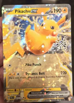 Pokemon TCG Pikachu Ex 063/193 Paldea Evolved Snowflake Stamped Promo - Image 3