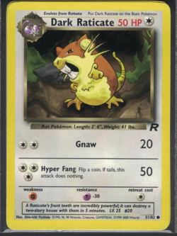 Pokemon Team Rocket Dark Raticate 51/82 Common LP - Image 1
