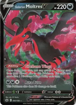 Galarian Moltres V 097/198 Ultra Rare Holo SWSH06: Chilling Reign NM Pokemon - Image 1