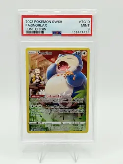 2022 POKEMON SWSH LOST ORIGIN #TG10/TG30 SNORLAX FULL ART TRAINER GALLERY PSA 9 - Image 1