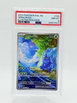 2023 POKEMON PAL EN-PALDEA EVOLVED ILLUSTRATION RARE #194 HERACROSS PSA 8 - Image 1