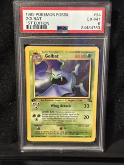 1999 Pokemon Fossil #34 Golbat 1st Edition PSA 6 - Image 1