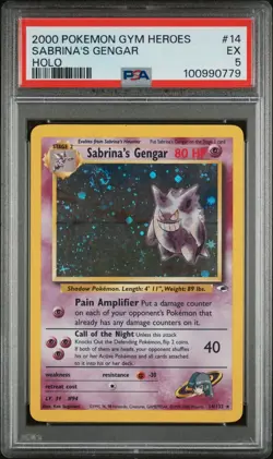 *SWIRL* 2000 Pokemon Gym Heroes Unlimited Sabrina's Gengar Holo Rare #14 PSA 5 - Image 1
