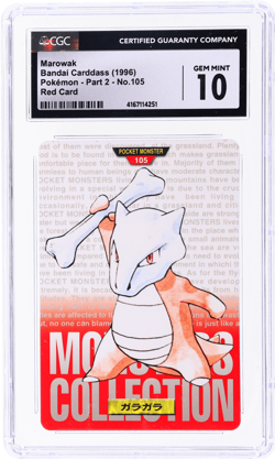 1996 Pokemon Bandai Carddass Marowak Red #105 CGC 10 - Image 1