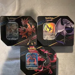 Pokemon TCG Galarian Articuno Zapdos Moltres promo cards with Tins (NO PACKS) - Image 1