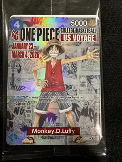 One Piece Monkey D. Luffy US Voyage College Basketball SEALED Foil Promo Card - Image 1