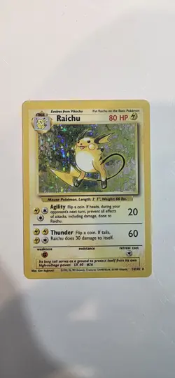 Raichu 14/102 Pokemon Card Base Set Holo Rare Mint Condition - Image 1