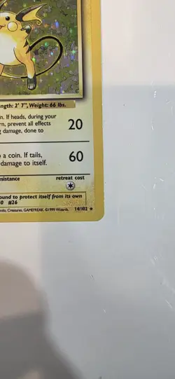 Raichu 14/102 Pokemon Card Base Set Holo Rare Mint Condition - Image 4