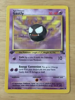 Pokemon TCG Gastly Fossil 33/62 Uncommon Basic 50 HP 1st Edition English 1999 - Image 1
