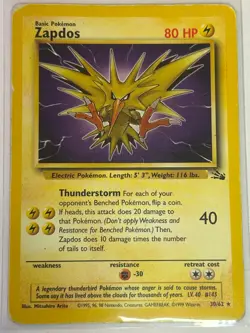 Zapdos 30/62 Non Holo Fossil Set Rare Pokemon WOTC LP-MP - Image 1
