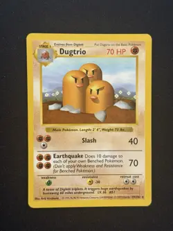 Pokemon TCG Dugtrio Base Set 19/102 Shadowless Rare NM - Image 1