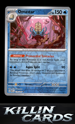 Reverse Holofoil Omastar 139/165 Rare SV: Scarlet & Violet 151 Pokemon Card NM - Image 1