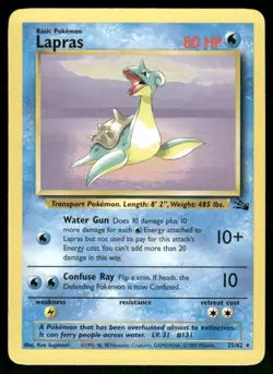 Pokemon Cards Lapras 25/62 UNLIMITED Fossil WOTC Rare LP - Image 1