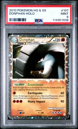 2010 POKEMON HEARTGOLD DONPHAN PRIME #107 ULTRA RARE PSA 9 MINT #114901938 - Image 1