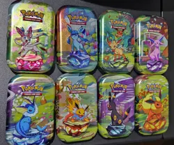 *EMPTY* Pokemon Prismatic Envolution Mini Tin Set, eeveelutions , art and coins - Image 3