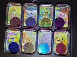 *EMPTY* Pokemon Prismatic Envolution Mini Tin Set, eeveelutions , art and coins - Image 4