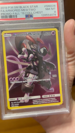 2019 POKEMON BLACK STAR PROMO SM228 ARMORED MEWTWO PSA 8 *HOLO SWIRL* - Image 2