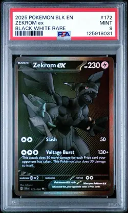 2025 POKEMON BLK EN-BLACK BOLT BLACK WHITE RARE #172 ZEKROM EX PSA 9 - Image 1