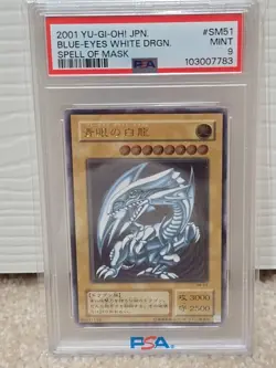 2001 YU-GI-OH! JAPANESE SPELL OF MASK SM51 BLUE-EYES WHITE DRAGON PSA 9 YuGiOh - Image 3