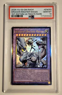 2025 YU-GI-OH! QUARTER CENTURY STAMPEDE Dragon Master Magia RA04-EN055 PSA 10 - Image 1