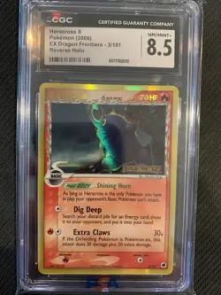 CGC 8.5 Heracross EX Dragon Frontiers 3/101 Reverse Holo STAMPED Pokemon Card - Image 1